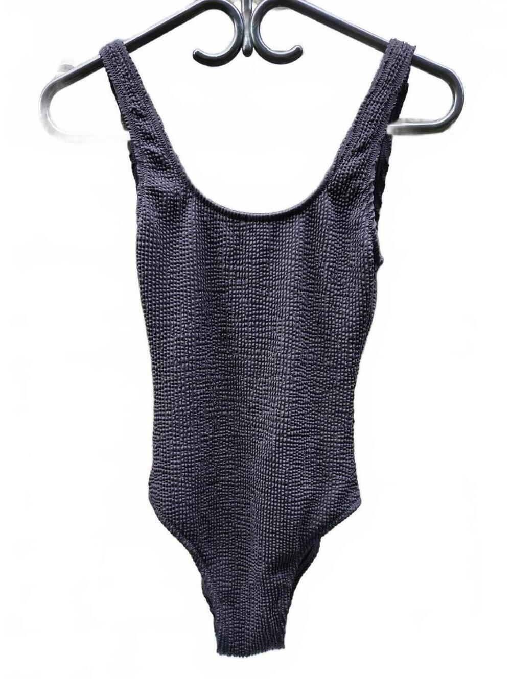 Madewell Second Wave Ribbed, Textured, One-Piece Bathing Suit Low Back XS